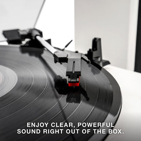 Victrola Montauk Vinyl Record Player, White Wood Finish, 3-Speed Belt Driven Turntable with Stereo Bluetooth Speaker Pair, RCA Output and 3.5mm Headphone Jack, Removable Dust Cover Victrola