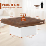 Osparple LED Coffee Table with Storage, 35" Small Square Coffee Table Modern Wooden Accent Center Sofa Side Tables for Living Room, Brown & White Osparple