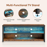 Bestier LED TV Stand for 55/60 Inch TVs, Gaming Entertainment Center with Adjustable Shelves, Modern Industrial Media Console with Storage Shelves for Living Room Bedroom, Rustic Brown Bestier