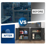 GREATMEET 31.5" H Lockable Storage Cabinet, Small Locking Cabinet with Doors and Adjustable Shelves, Metal Garage Storage Cabinets, Utility Cabinets for Office,Home,Garage,Classroom, Black GREATMEET