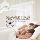 ELEHINSER 52" Modern Ceiling Fan with Light and Remote Control, 5 Solid Wood Blades 6-Speed Noiseless Reversible DC Motor, Ceiling Fan for Bedroom Dinning Living Room, White ELEHINSER