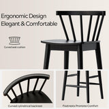 EYYTHUNG Wood Bar Stools Set of 3, 24" Barstool Farmhouse Counter Stools with Curved Back for Dining Room, Black EYYTHUNG