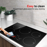 30 Inch10600W Induction Cooktop,AMZCHEF 9 Levels Electric Cooktop with 5 BOOST Burners,Bulid-in Induction Cooktop Control by Slide Touchscreen,Child Safety Lock,Independent Timer,No plug,240V amzchef