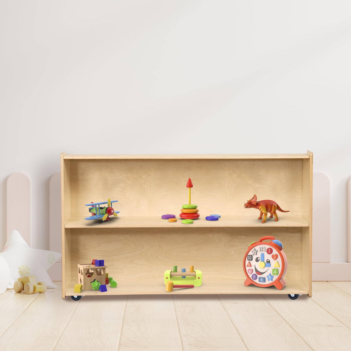 RRI Goods 2 Shelf Montessori Horizontal Bookcase with Wheels (47" Width) |Bookshelf - Toy Storage Organizer, Arts, Crafts & Supplies Storage Unit for Home, Office, Classroom, Daycare RRI Goods