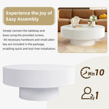 Merax Modern Round Coffee Table with Sturdy Base, Wood Sofa Center Tables for Living Room, Reception Room, Easy Assemble, White Merax