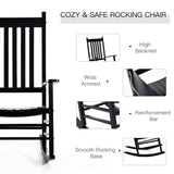 Outsunny Outdoor Rocking Chair, Wooden Rocking Patio Chairs with Rustic High Back, Slatted Seat and Backrest for Indoor, Backyard, Garden, Black Outsunny
