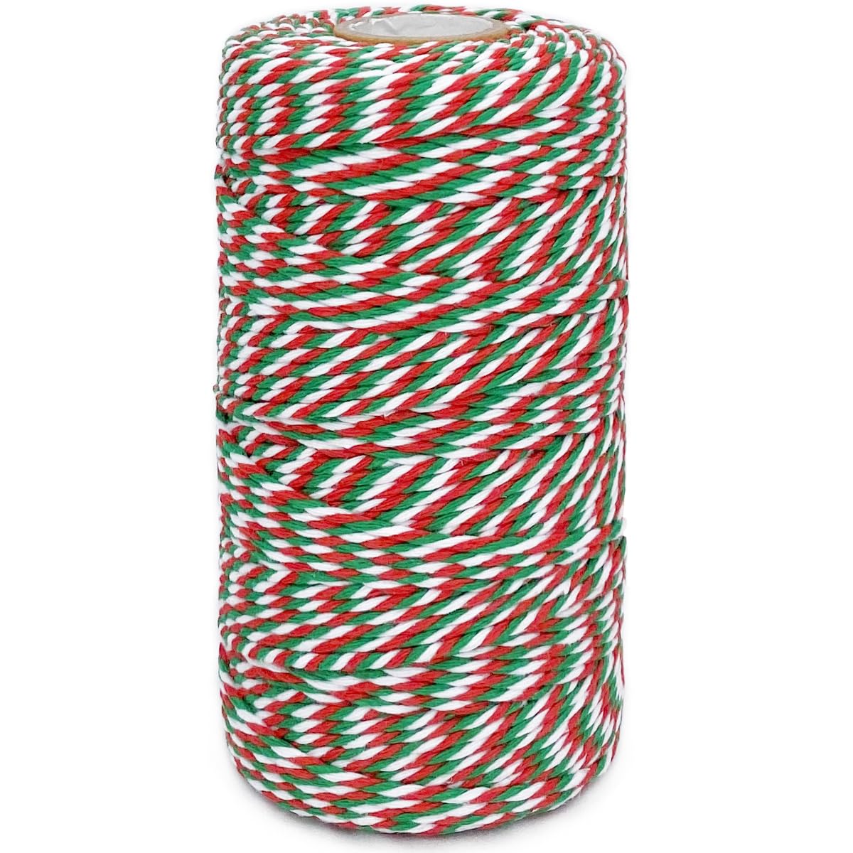 Cotton Twine Green Red and White Baker String 2mm Thick 328 Feet Christmas Twine for Gift Wrapping DIY Crafts Home Decoration Gardening Leecogo