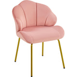 Yaheetech Velvet Accent Chair, Cute Vanity Chair with Shell-Shaped Backrest, Modern Armchair Side Chair with Golden Legs for Living Room/Bedroom/Home Office/Makeup, Pink Yaheetech