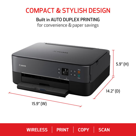 Canon PIXMA TS6420a All-in-One Wireless Inkjet Printer [Print,Copy,Scan], Black, Works with Alexa Canon