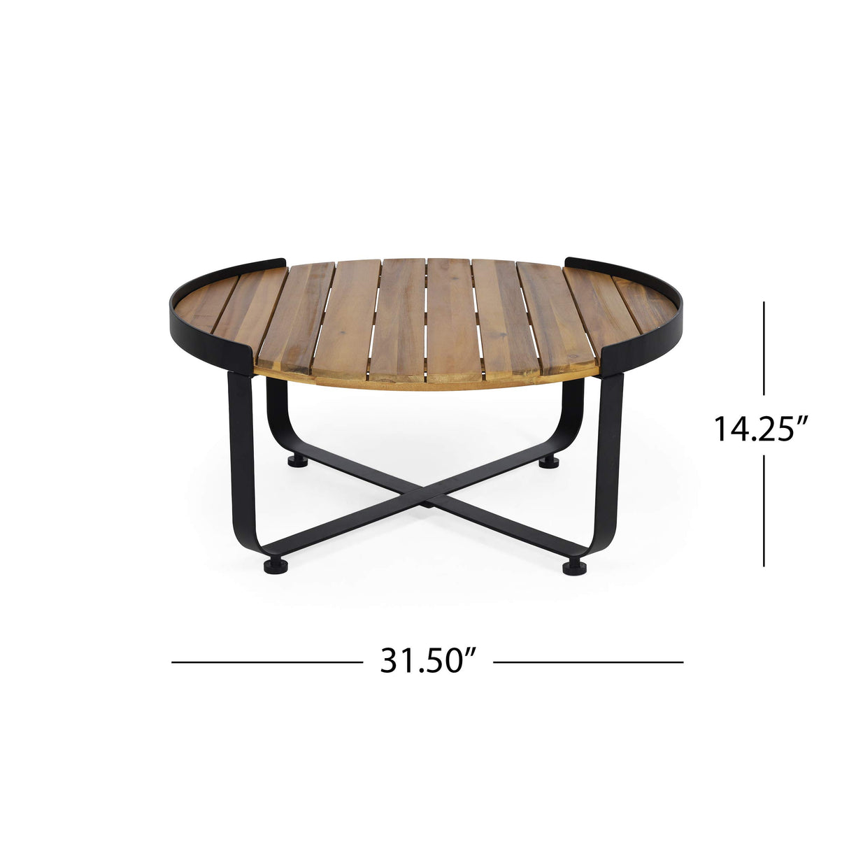 Christopher Knight Home Tracy Outdoor Modern Industrial Acacia Wood Coffee Table, Teak Finish, Black Christopher Knight Home