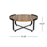 Christopher Knight Home Tracy Outdoor Modern Industrial Acacia Wood Coffee Table, Teak Finish, Black Christopher Knight Home