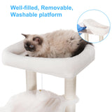 Hey-brother Cat Tree with Litter Box Enclosure, Modern Cat Tower for Indoor Cats with Large Platform, Condo Food Station and 2 Hammocks, All-in-one Cat Furniture, Wood Rustic Gray MPJ115SG Hey-brother