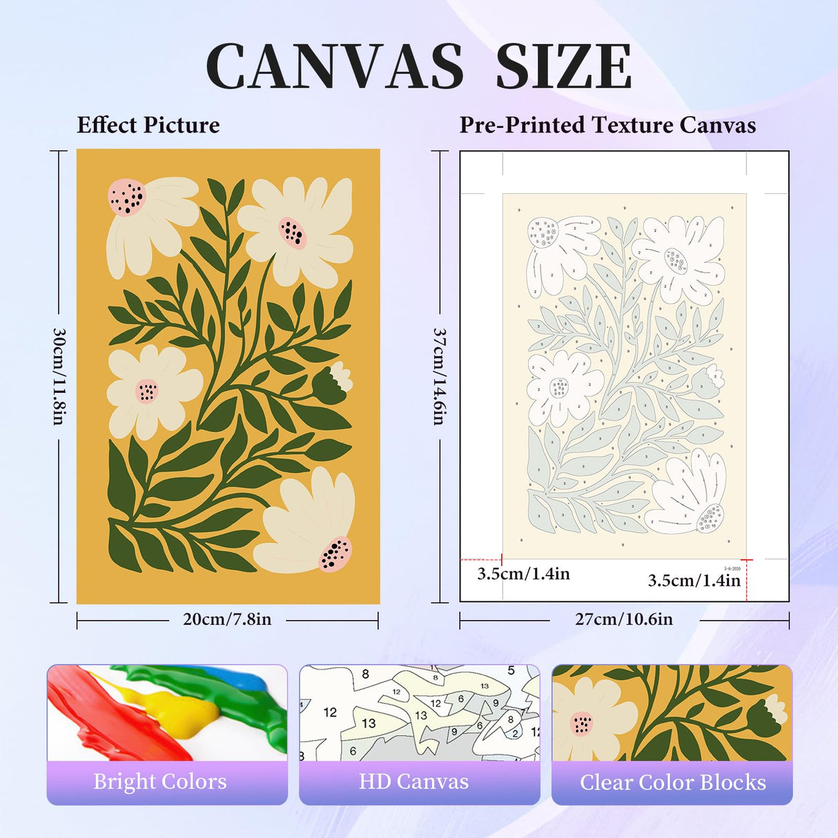 6 Pack Paint by Numbers Kit for Adults Beginner, Flower Adult Paint by Number Kits on Canvas, Easy Flowers DIY Acrylic Oil Painting by Numbers Kits, Perfect for Home Decor 8x12 Inch Okarina