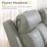 P.H.Furn Power Recliner Sofa, Home Theater Seating with Adjustable Headrest, Blue LED Lighting, Reclining Loveseat, Flip-Up Backrest Storage, Multi-Port Charger, Cup Holder, USB P.H.Furn