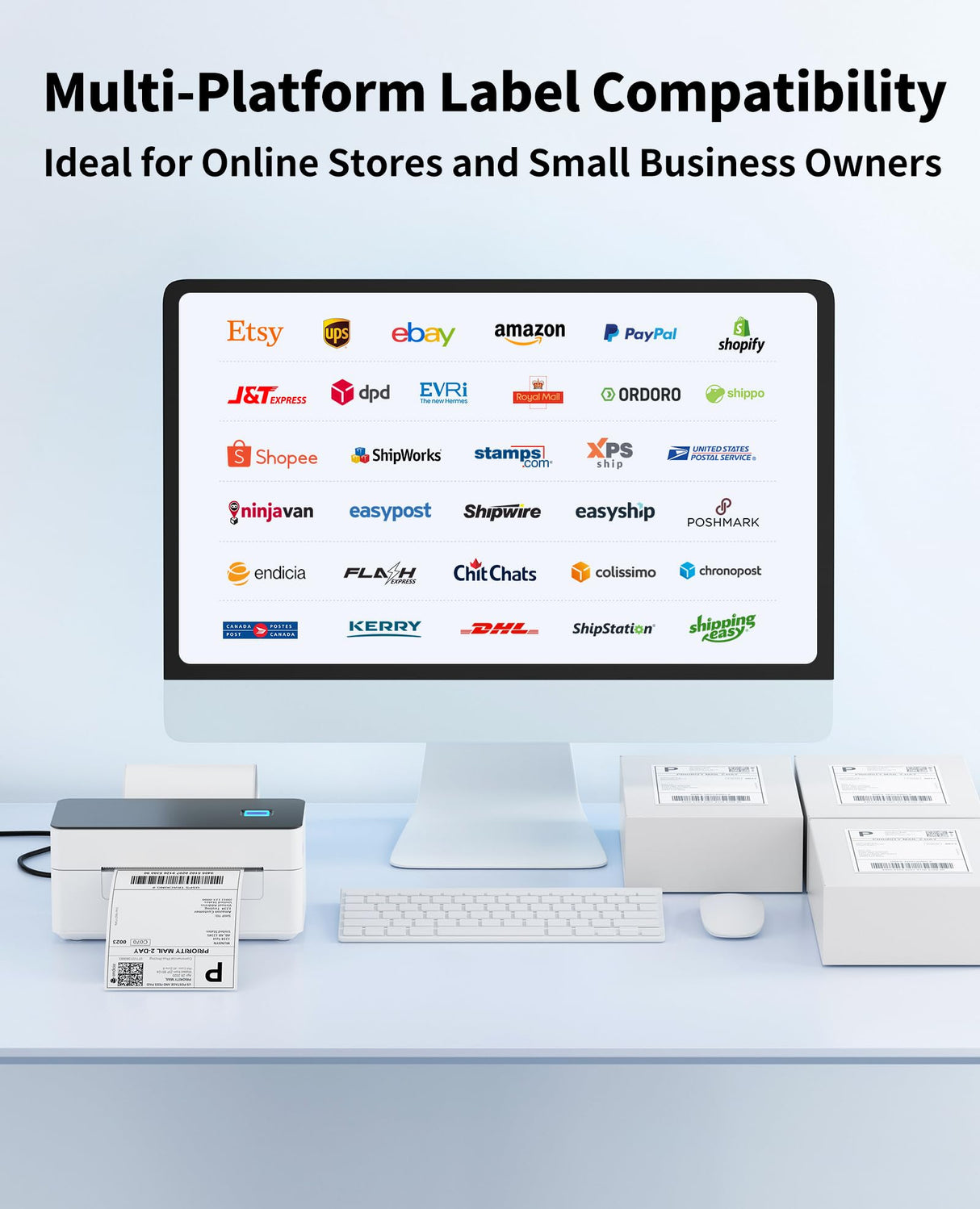 SVANTTO Bluetooth Thermal Shipping Label Printer 4x6, Compatible with Windows/Mac/Android/iOS, High-Speed 4x6 Label Printer for USPS, UPS, Ebay, Etsy, Shopify, Poshmark, Inkless Printing SVANTTO