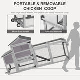 MEDEHOO Chicken Coop for Outdoor - Poultry Cage with Wheels, Nesting Box, Leakproof Pull-on Tray, and Asphalt Waterproof Roof - Grey MEDEHOO