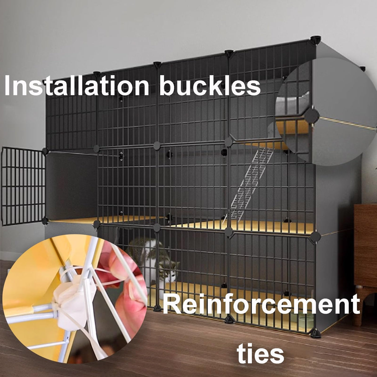 GUQASDV Black Cat Cage, Catio Indoor Cat Enclosure, Enclosed Cat Playpen, Cat House with Enclosed Litter Box Quick Assembly for Ferret, Chinchilla, Small Animals(75x49x111cm) GUQASDV