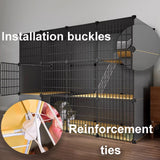 GUQASDV Black Cat Cage, Catio Indoor Cat Enclosure, Enclosed Cat Playpen, Cat House with Enclosed Litter Box Quick Assembly for Ferret, Chinchilla, Small Animals(75x49x111cm) GUQASDV