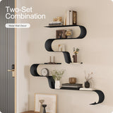 BUTUNITA Black Floating Shelves Set of 3, Black Metal Decor, Unique Mounted Floating Shelf, Modern Long Wall Shelf, Large Wall Shelves for Bedroom, Bathroom, Living Room BUTUNITA