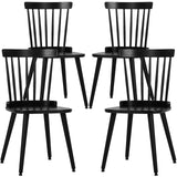 RêveLife Windsor Dining Chair Set of 4 Farmhouse Solid Wood Spindle Back Side Chair Mid-Century Modern Black Armless Kitchen Chair for Dining Living Room Farmhouse Restaurant RêveLife