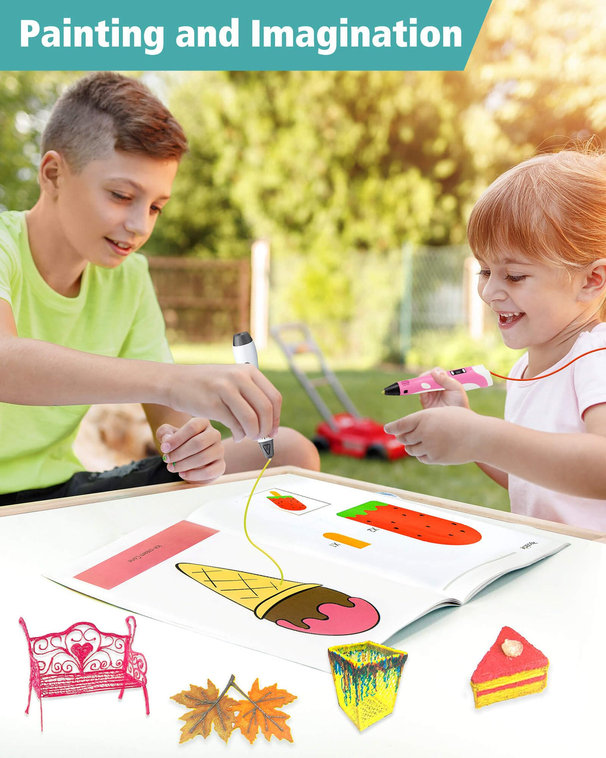 3D Pen Painting Drawing Book, Reusable Colored 40 Pattern Thick Paper Templates with Two Clear Plate, 3D Painting Graffiti Stencils for Kids DIY Gifts, Vomika Vomika