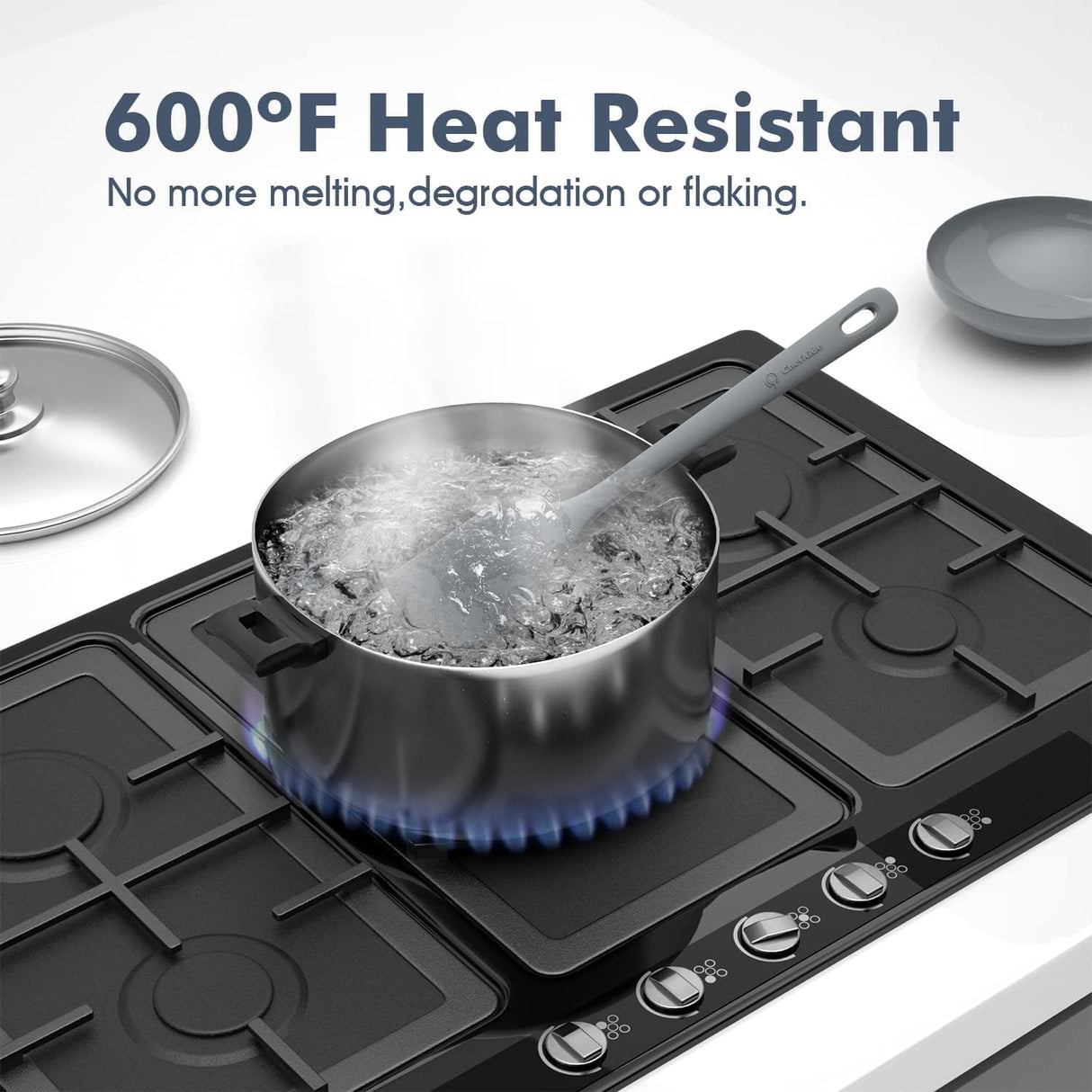 ChefAide 4 Pieces Silicone Spatula Set, Food Grade Rubber Spatula, Upgrade Strong Handle with Ergonomic Grip, Heat Resistant for Nonstick Cookware, Cooking ChefAide