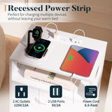 Yoobure LED Night Stand with Charger Station, Mid Century Modern Nightstand with Fabric Drawers, Bedside Table Nightstands with Storage Shelf, Bed Side Table Small Night Stands for Bedroom Living Room Yoobure