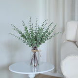 VIERENA 17.5" Artificial Eucalyptus Stems in Glass Vase with Faux Water,Fake Plant Eucalyptus Leaves White Seeds for Centerpiece Table Decorations Farmhouse Wedding Home Greenery Decor (Sage Green) VIERENA
