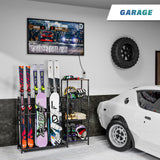 Freestanding Snowboard Rack - 4 Pair Ski, 3 Pack Snowboard, Boot, Pole, Goggles, Helmet Rack for Garage, Shed, Basement Lurgno