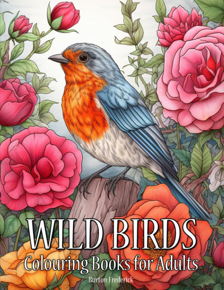 Wild Birds: Colouring Books for Adults - 50 Beautiful Birds Illustrations Majosta