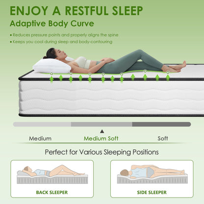 PayLessHere 10 Inch Innerspring Twin Mattress Medium Firm Hybrid Mattress with Removable Cover CertiPUR-US Certified Bed-in-a-Box Pressure Relief Foam Mattress,White