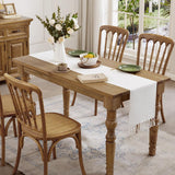 Aoztio Linen Style Rustic Table Runner, Farmhouse Cotton Linen Table Runner, Boho Table Runners 72 Inches Long with Hand Tassels for Home Tabletop Decor and Everyday Use - Off White, 72 Inch Aoztio