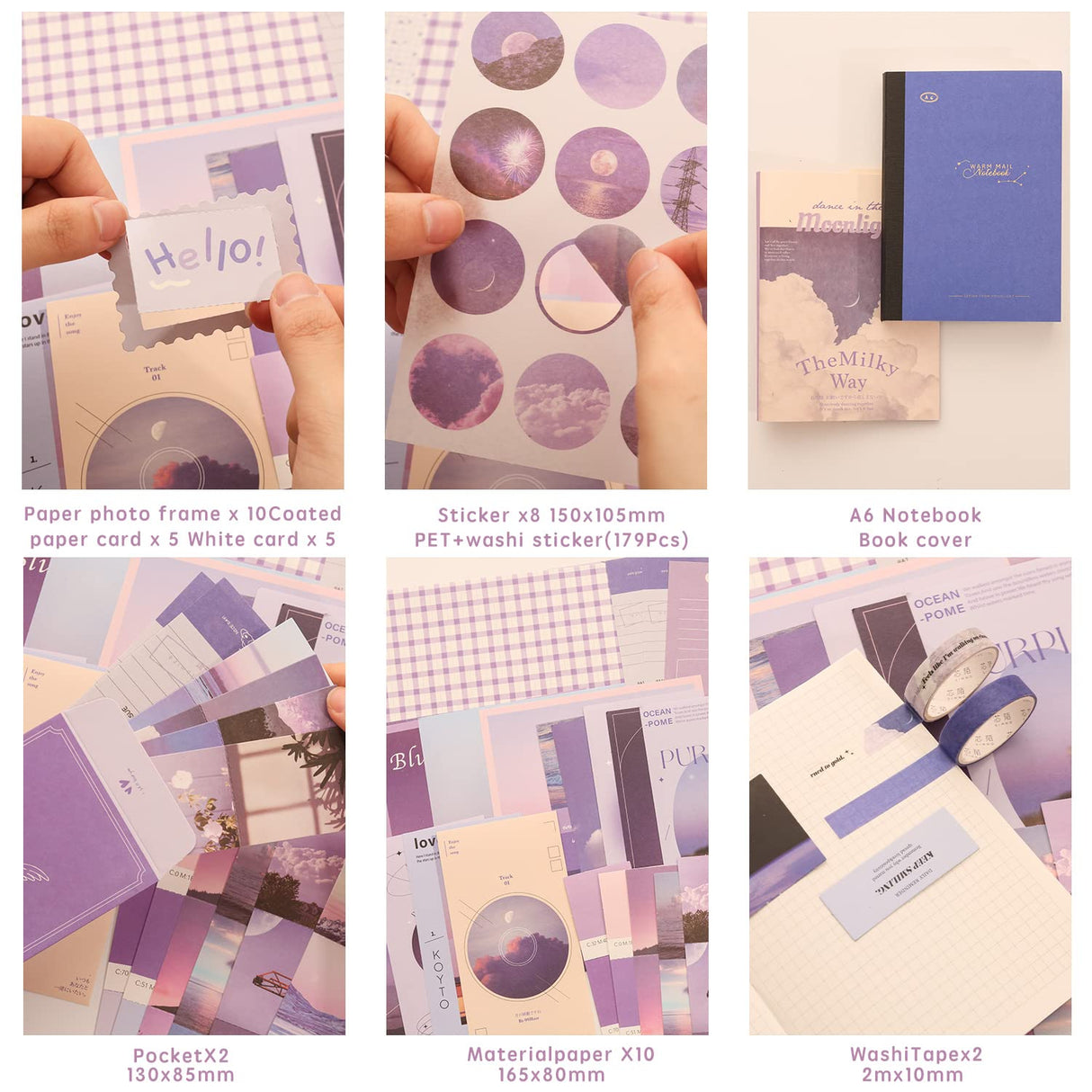 348 Pcs Scrapbooking Supplies Kit, Vintage Aesthetic Scrapbook Kit for Bullet Junk Journal, Stationery, A6 Grid Notebook, DIY Journaling Supplies, Birthday Craft Gift for Teen Girl Kid Women emmoolife