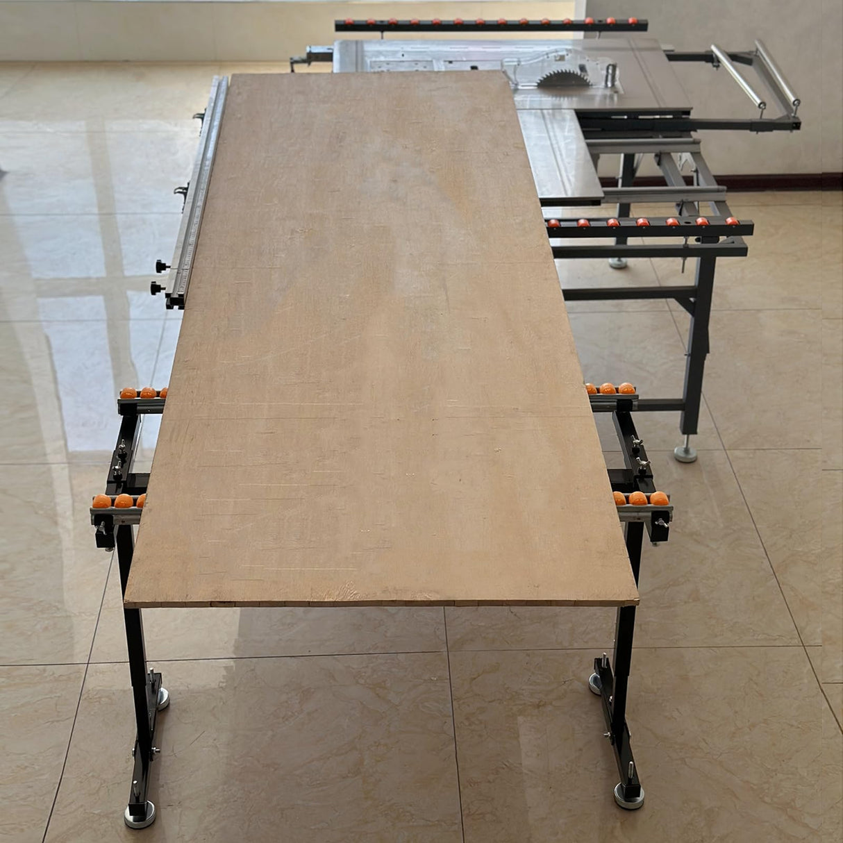 QJSZMEI Metal Sawhorse Folding, Power Tool Stands, Double Row Support Portable Sawhorse Roller Stand with 54 Conveying Pulleys, Miter Saw Stand, for Woodworkers Carpenters and Contractors QJSZMEI