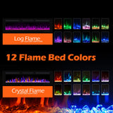 BETELNUT 60" Electric Fireplace Wall Mounted and Recessed with Remote Control, 750/1500W Ultra-Thin Wall Fireplace Heater W/Timer Adjustable Flame Color and Brightness, Log Set & Crystal Options BETELNUT