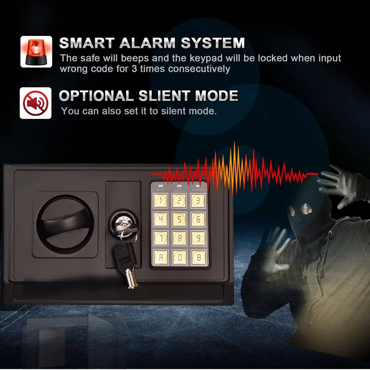 Large Rifle Safe, Long Gun Safe for Rifle Shotgun for Home, Quick Access 5-6 Gun Storage Cabinet with a Handgun Lock Box and a Removable Shelf, Silent Mode (Keyboard PIN Code) BBRKIN