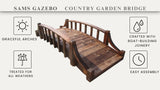 SamsGazebos Country Wood Garden Bridge, 6', Brown SamsGazebos