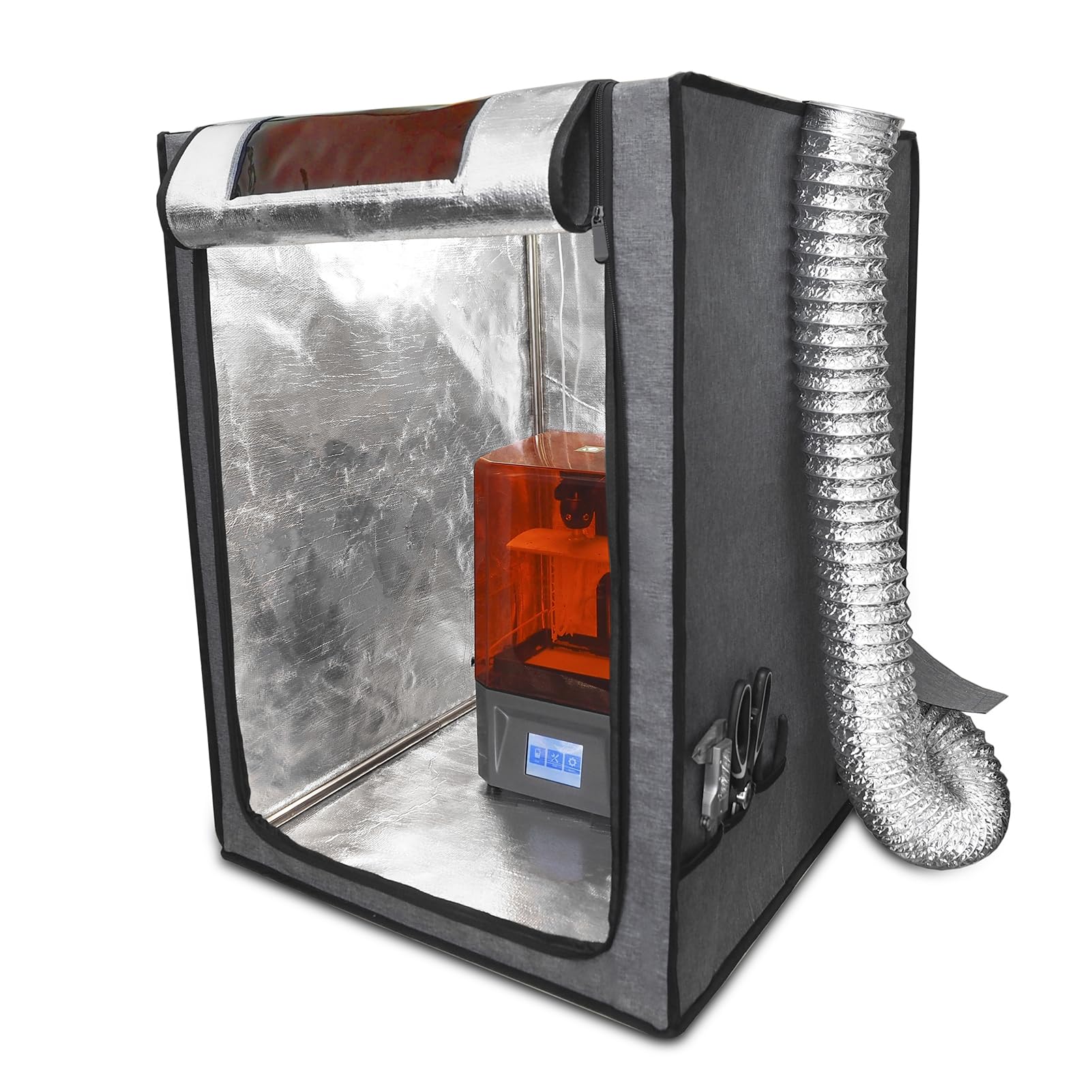 Makacces Resin 3D Printer Enclosure with Ventilation, 12V Fan Vent Pipe with Speed Controller, Fire Resistant Fabric,UV Light Shelter, Ventilate Resin Smell, Keep Warm, for Common LCD 3D Prin - WoodArtSupply