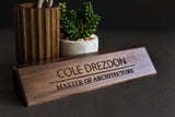 Walnut Office Desk Name Plate Personalized. Custom Name Plates for Desks. Office Desk Decor. Gift For Coworkers, Teachers, Graduates. Walnut Desk WoodArtSupply