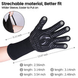 GEEKHOM BBQ Grill Gloves,1472℉ Heat Resistant Oven Gloves, EN407 Certified 13 Inch Flexible Barbecue Mitts Good Grip for Smoker, Baking, Cooking, Fire Pit, Black GEEKHOM