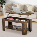 FDW Lift Top Coffee Table with Hidden Storage Compartment & Lower Shelf,Coffee Table with Lift Top for Living Room FDW