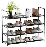 FIDUCIAL HOME 4 Tiers Shoe Rack Organizer 16-20 Pairs Stackable Shoe Storage Shelf Durable for Closet Entryway, Black FIDUCIAL HOME