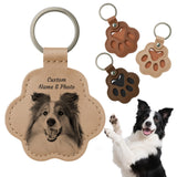 CDBUY Personalized Pet Memorial Gifts for Dogs - Custom Name Paw-Shaped Leather Keychain to Hold Fur or Hair, Refillable Keepsake Charm for Bag, Purse or Keys (Style-B) CDBUY