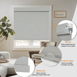 Persilux No Drill No Tools 100% Blackout Roller Shades for Windows,Natural Linen Fabric Cordless Roller Blinds,Custom Blinds for Home,Bedroom,Living Room,Grey-Blackout,Custom Size Persilux