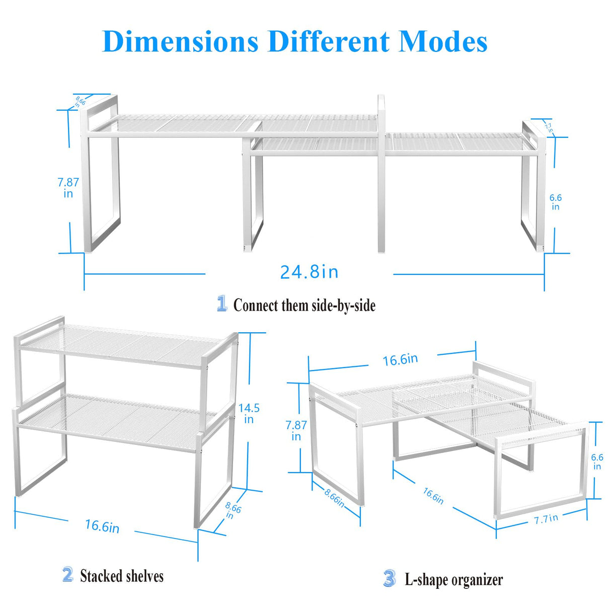 BlisXybion Set of 2 Kitchen Cabinet Organizer Shelf Stackable Sturdy Metal Counter Countertop Pantry Storage Rack BlisXybion