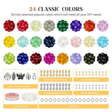 Sistenia 6mm Glass Beads Bracelet Making Kit 1400pcs, 24 Colors Crystal Beads for Jewelry Making Round Beads DIY Crafts with Spacer Beads Charms Accessories Sistenia