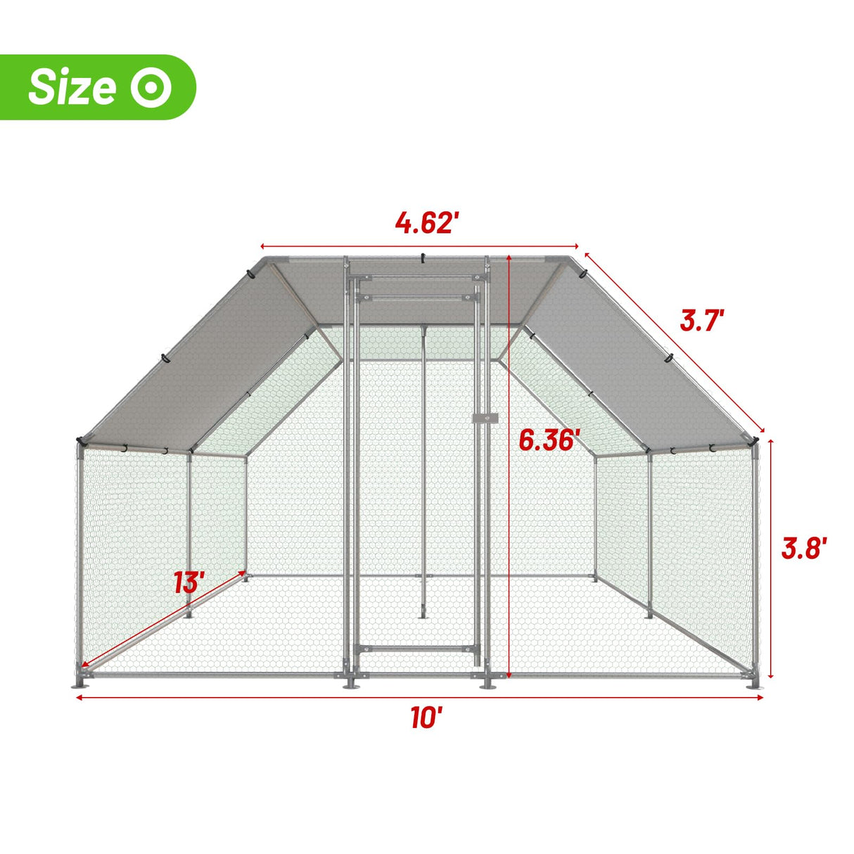 NUGRIART Large Metal Chicken Coop Walk-in Poultry Cage with Water-Resident and Anti-UV Cover Duck Rabbit Cat House Outdoor Chicken Run Pen with Flat Roof Cage NUGRIART