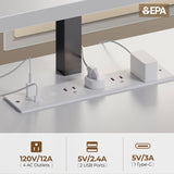 Rolanstar Computer Desk 59" with File Drawer, Gaming Desk with LED Light & Power Outlets, Home Office Desk with File Cabinet & Storage Shelves, with Monitor Stand & Keyboard Tray, White Rolanstar