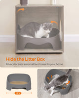 Feandrea Cat Tree with Litter Box Enclosure, 2-in-1 Modern Cat Tower, 52.8-Inch Cat Condo with Self Groomer, Scratching Posts, Washable Cushions, Greige UPCT115G01 Feandrea