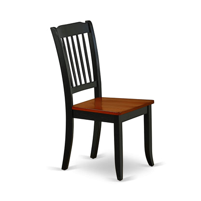 East West Furniture DAC-BCH-W Danbury Dining Room Chairs - Slat Back Solid Wood Seat Chairs, Set of 2, Black & Cherry - WoodArtSupply